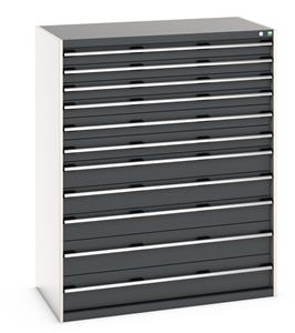Bott Cubio drawer cabinet with overall dimensions of 1300mm wide x 750mm deep x 1600mm high Cabinet consists of 2 x 100mm, 4 x 150mm, 2 x 200mm and 1 x 300mm high drawers 100% extension drawer with internal dimensions of 1175mm wide x 625mm deep. The... Bott Workshop Storage Drawer Units1300mmW x 750mmD